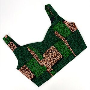 Global Blacks NWT Green Colour-block Patterned Cropped Sleeveless Top, Medium